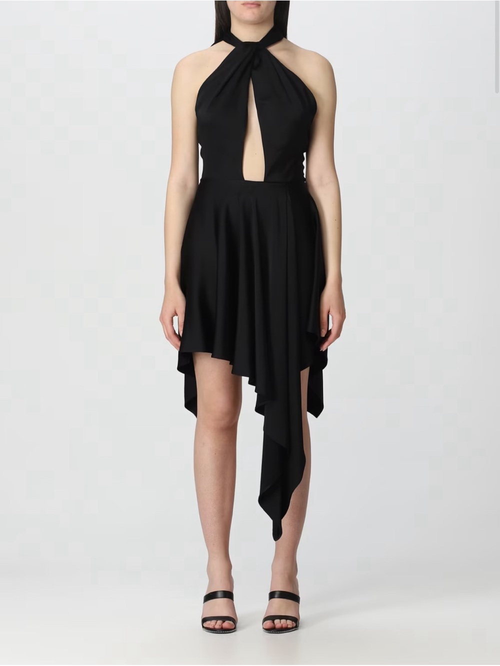 Stella McCartney Black Halter Asymmetrical Cocktail Dress
